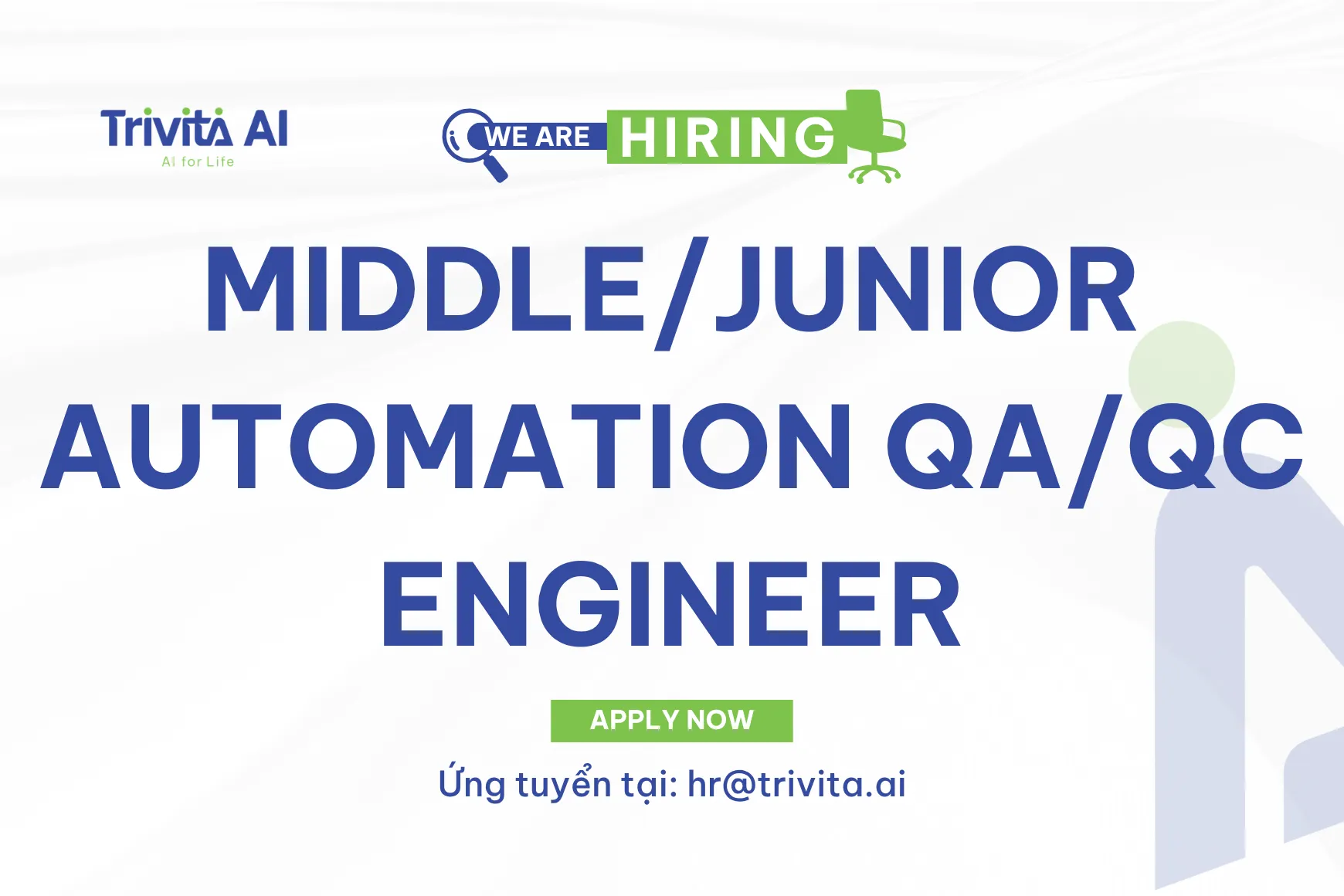 Tuyển dụng MIDDLE/JUNIOR AUTOMATION QA/QC ENGINEER (WEB, MOBILE & AI)